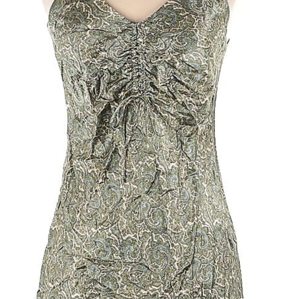 ZARA Green Paisley Sleeveless Dress
